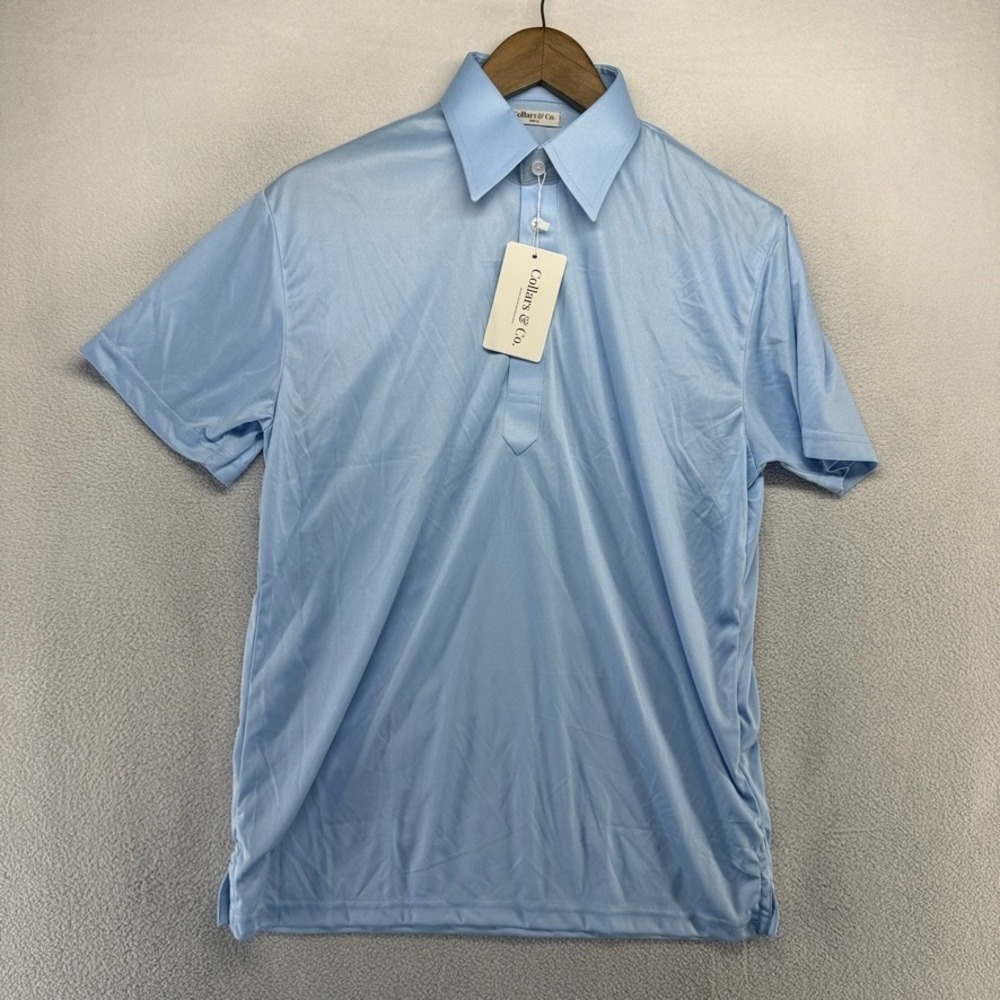 Collars Co Polo Shirt Mens Small Blue Point Tech Wicking Golf Performance NEW